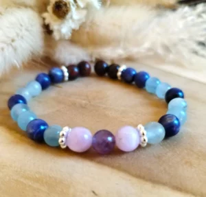 bracelet de pierres naturelles apaisement, anti stress, ancrage, communication saine