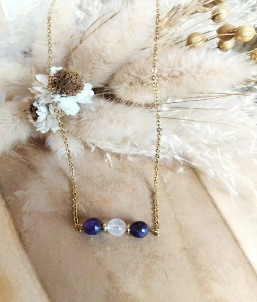 Collier améthyste et quartz rose (1)