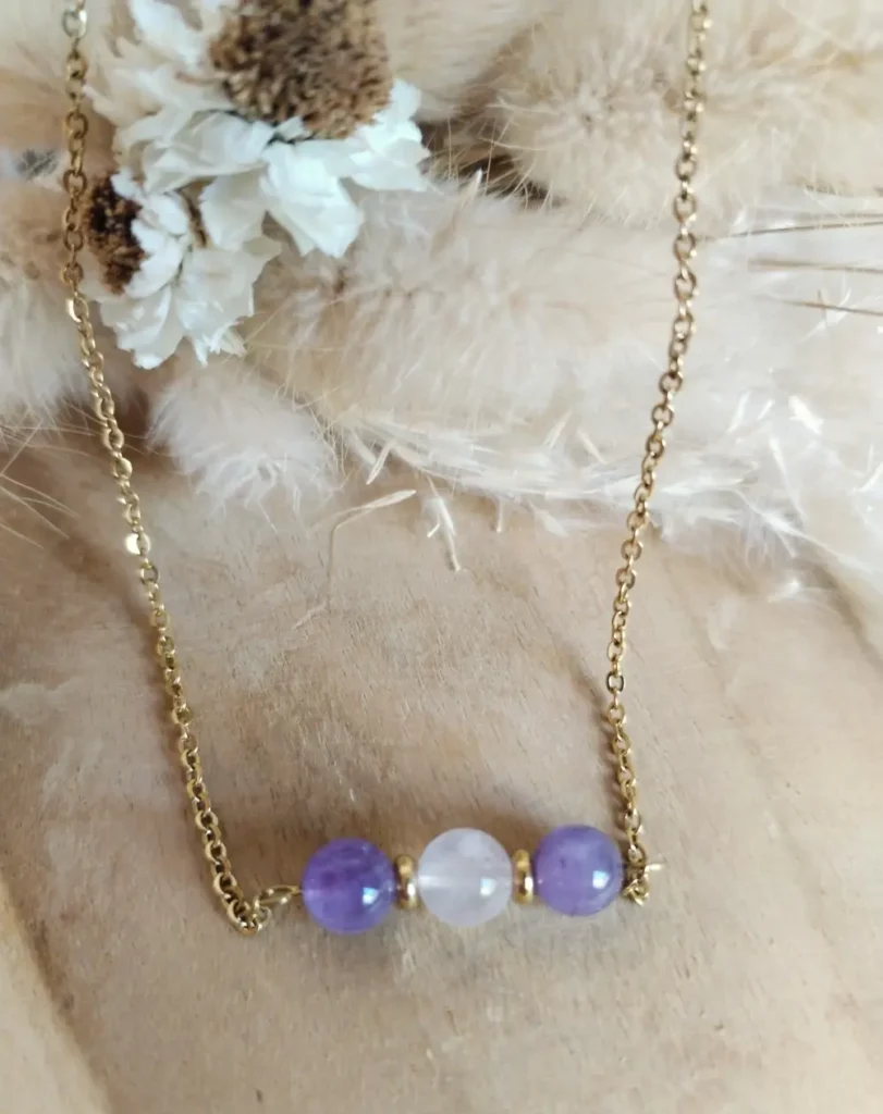 Collier améthyste et quartz rose (3)