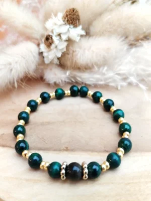 bracelet doré en pierres naturelles de malachite