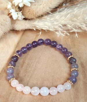 Bracelet de pierres naturelles pour hypersensibles contre l'anxiété, le stress, les insomnies, la fatigue mentale – “Douce Sérénité”