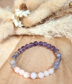 Bracelet de pierres naturelles pour hypersensibles contre l'anxiété, le stress, les insomnies, la fatigue mentale – “Sérénité”