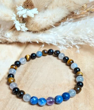 Bracelet de pierres naturelles pour hommes hypersensibles contre la négativité, le stress, les insomnies, la fatigue mentale –