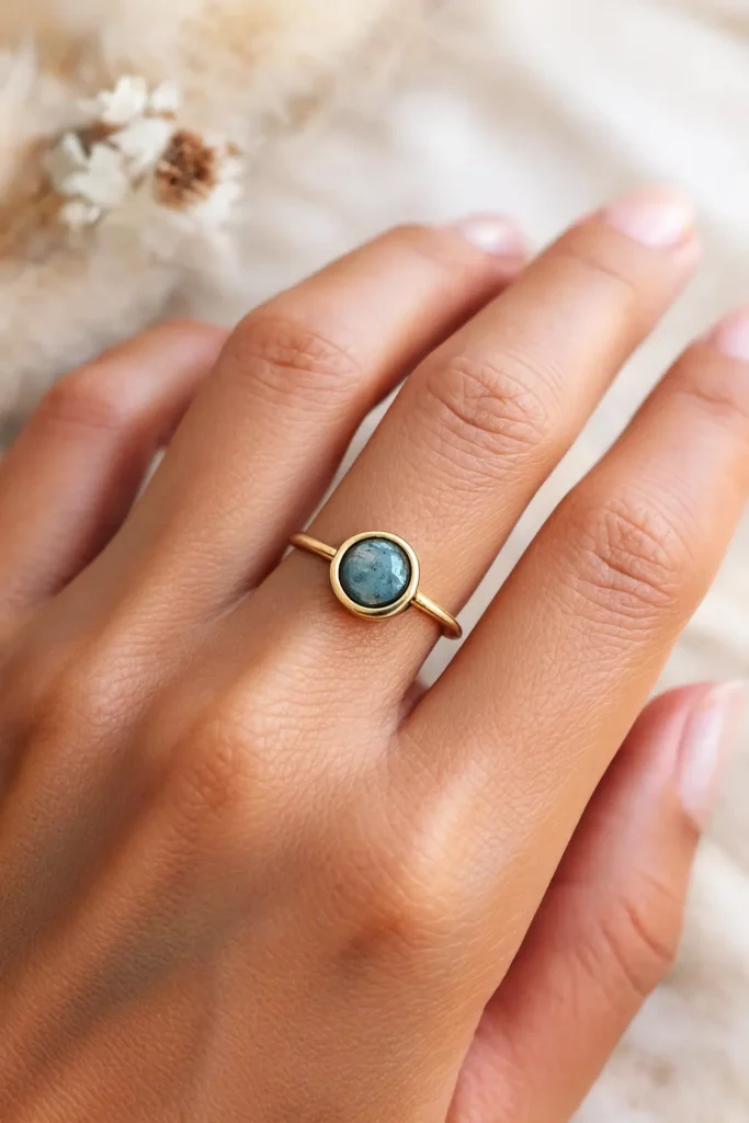 bague labradorite portée