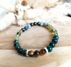 Bracelet en pierres naturelles pour hommes - Confiance en soi, reconstruction intérieure, ouverture et apaisement du cœur - Bracelet Nouvel élan