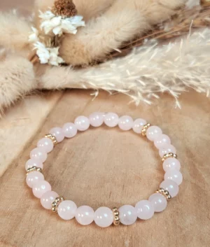 Bracelet en pierres naturelles de quartz rose : Apaisement, douceur et amour de soi – Bracelet Douceur