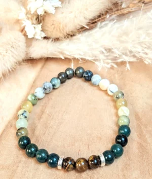 Bracelet en pierres naturelles pour hommes - Confiance en soi, reconstruction intérieure, ouverture et apaisement du cœur - Bracelet Nouvel élan