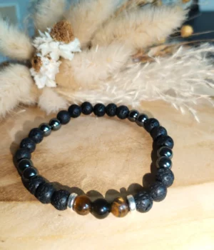 Bracelet pour hommes en pierres naturelles : Anti-Stress, Protection et Ancrage