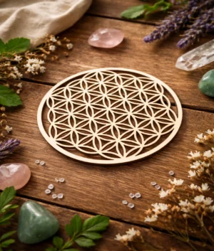 Fleur de vie en bois - plaque de rechargement pour pierres naturelles