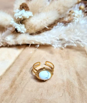 Bague en howlite - bague pierre naturelle
