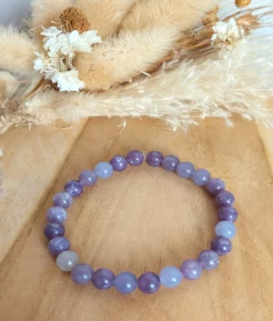 Bracelet en pierres naturelles lépidolite – Bracelet contre l'anxiété